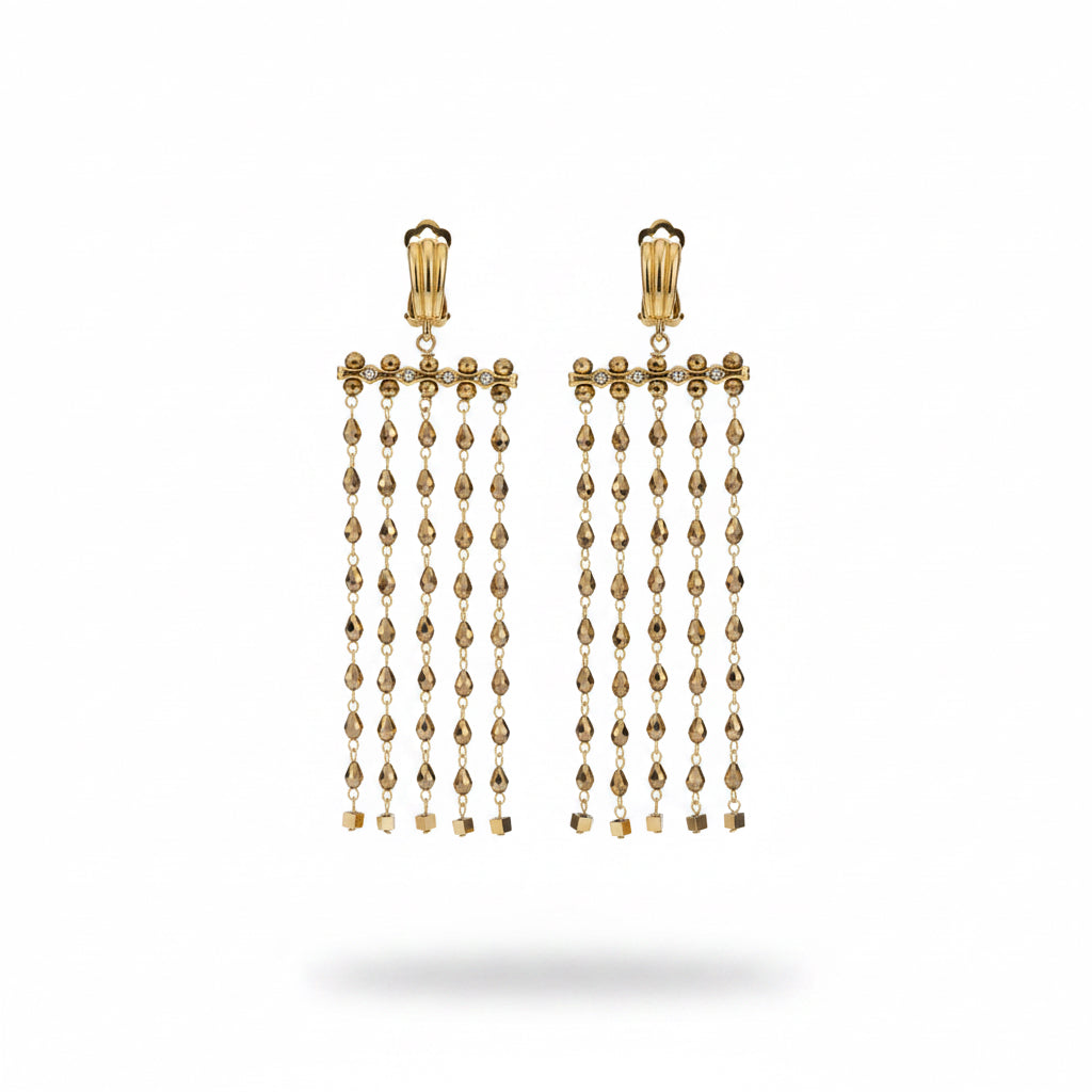 Aros largos de cristal dorado