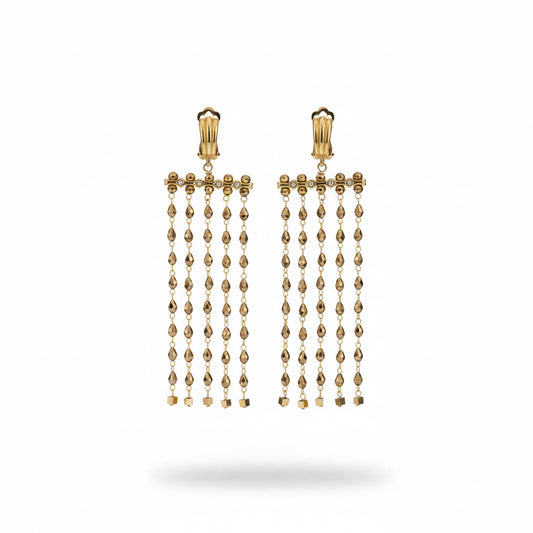 Aros largos de cristal dorado