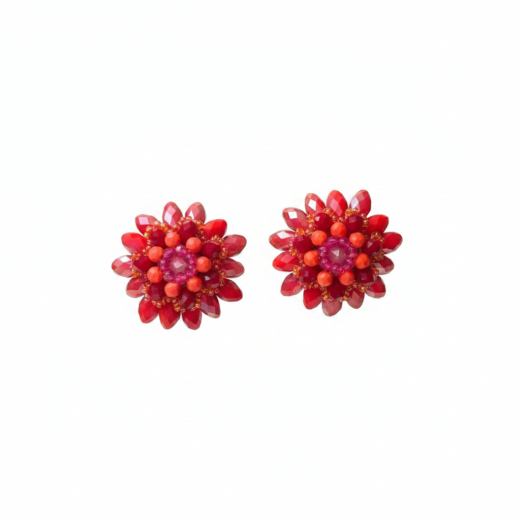 Aros flor cristal cortos