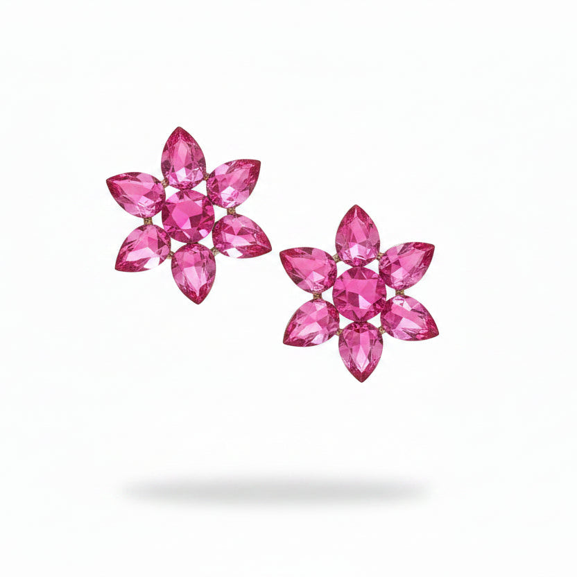 Aros flor  fucsia