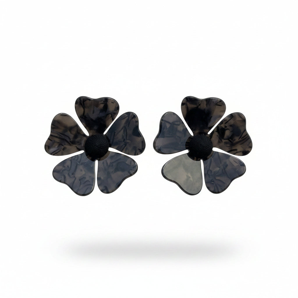 Aros flores de resina negra