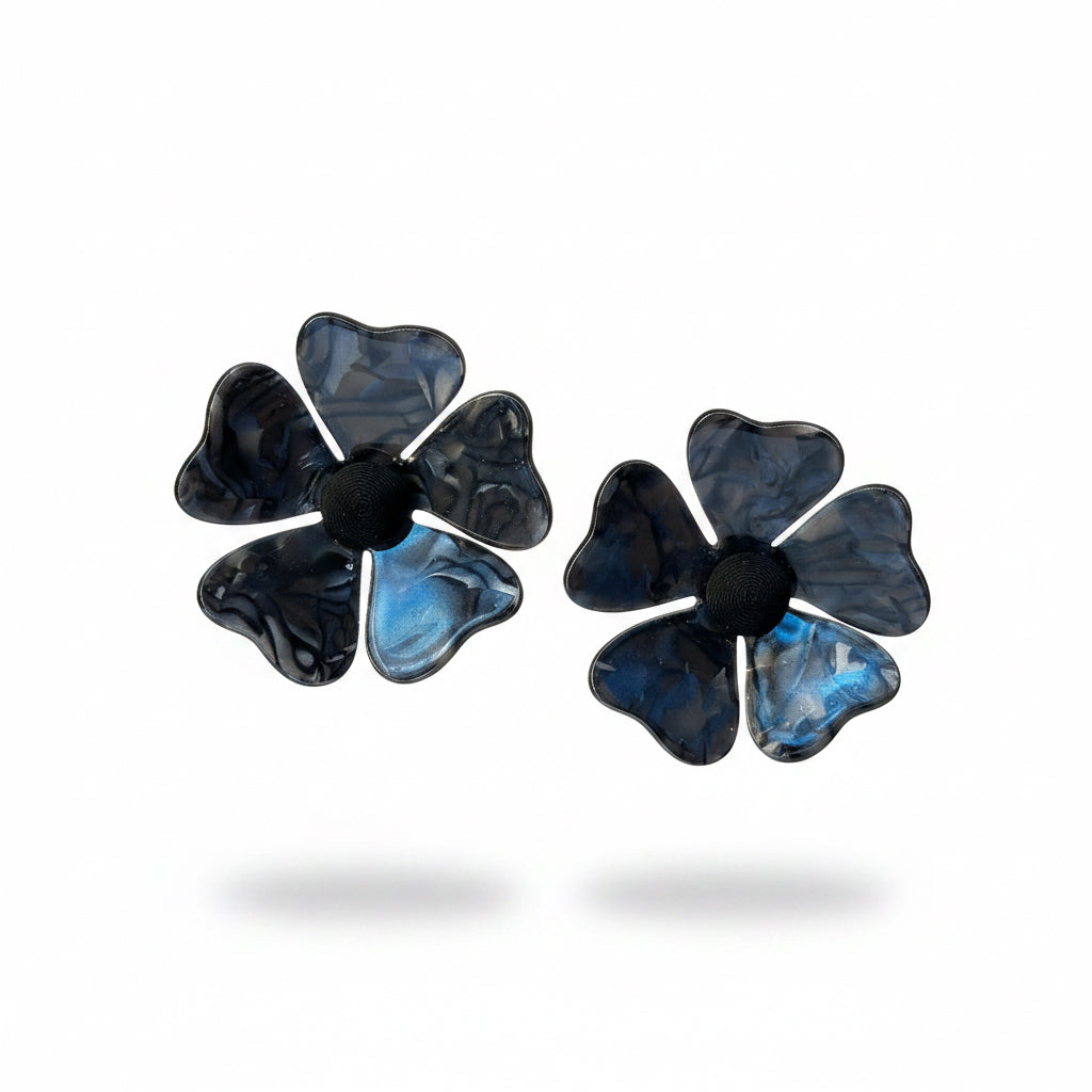 aros flor negra 
