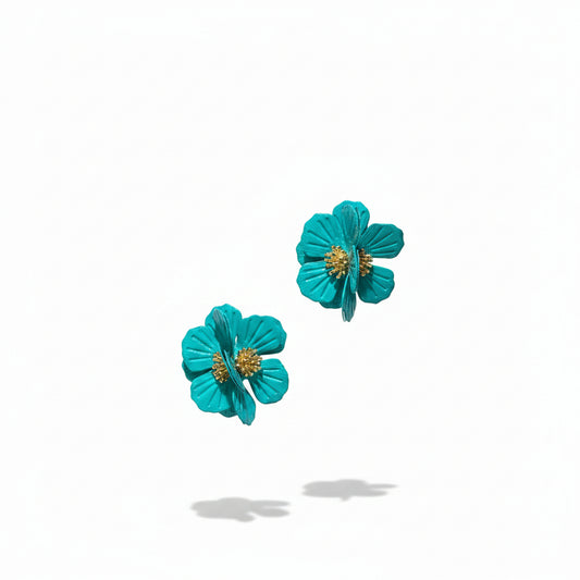Aros flor turquesa