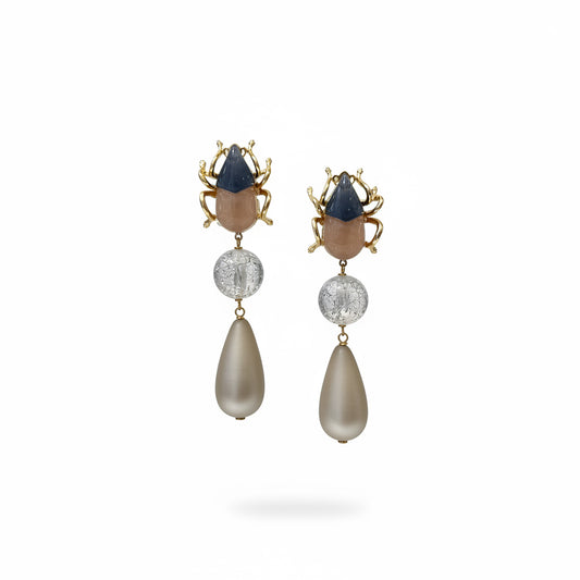 Aros escarabajo gris y rosa
