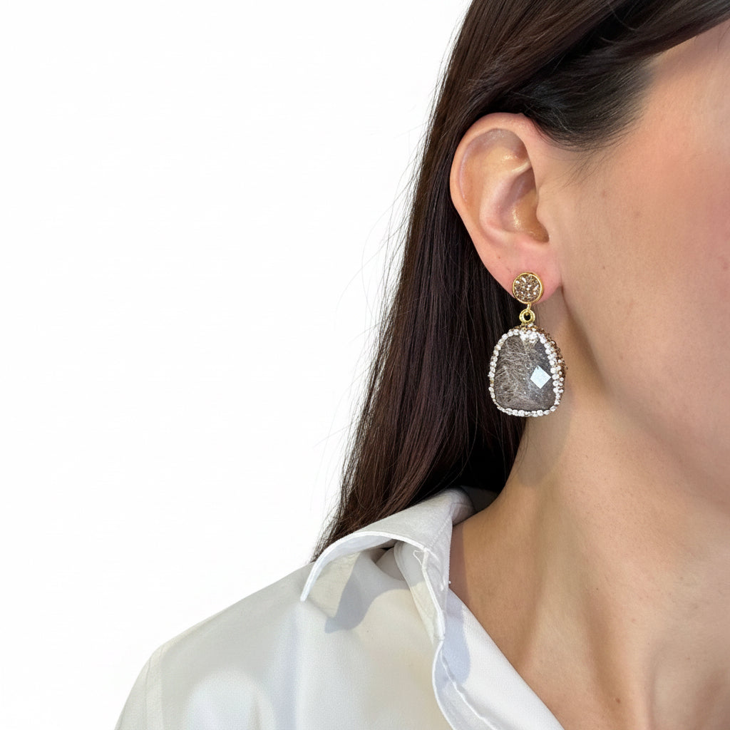 Aros piedra con reborde de strass