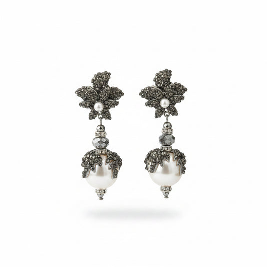 Aros gris y perla