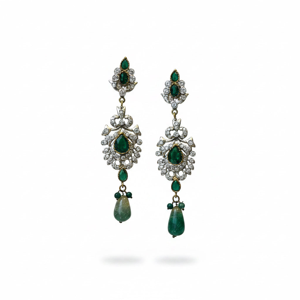 aros largos de cristal verde 