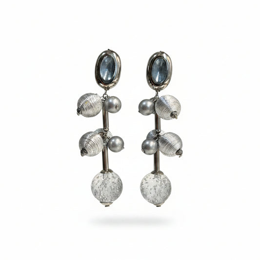 Aros largos plateados