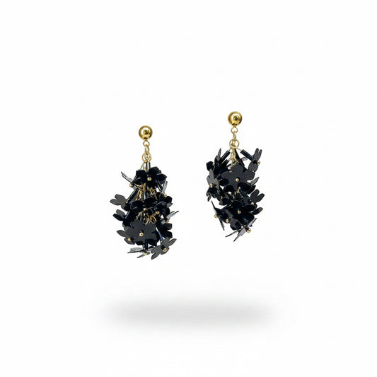 aros negros de  flores 