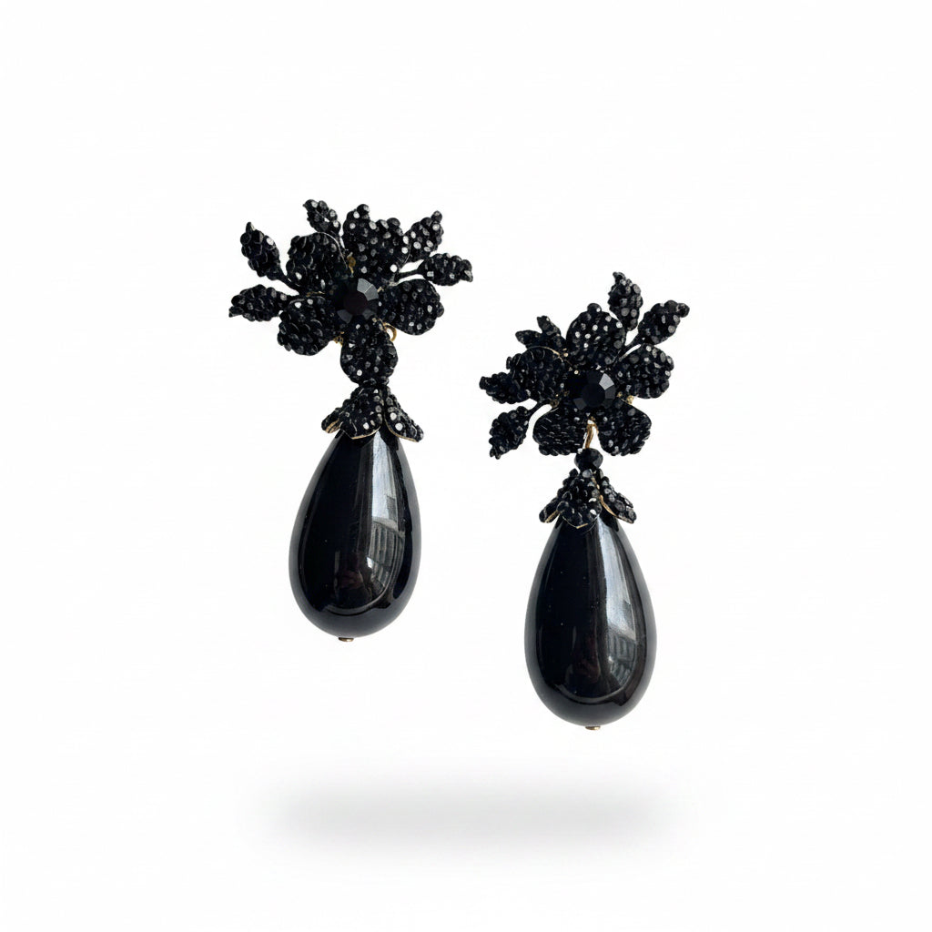 Aros cristal y gota negra