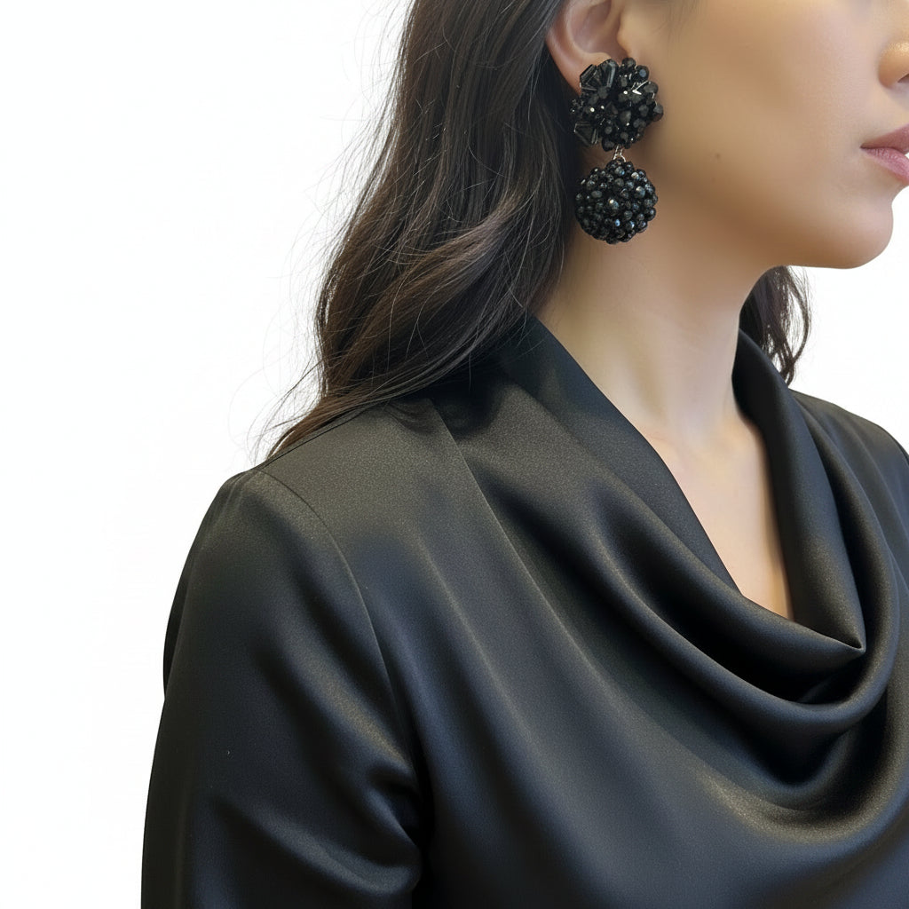 Aros esferas cristal negro