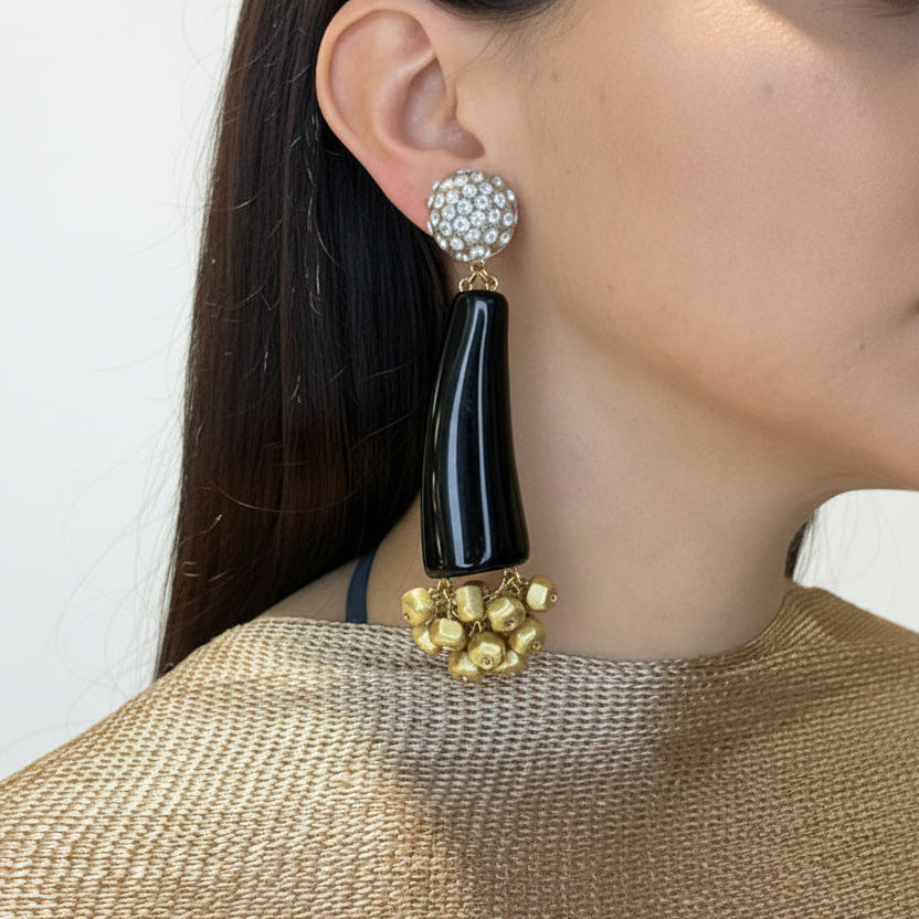 Aros negro dorado y plateado