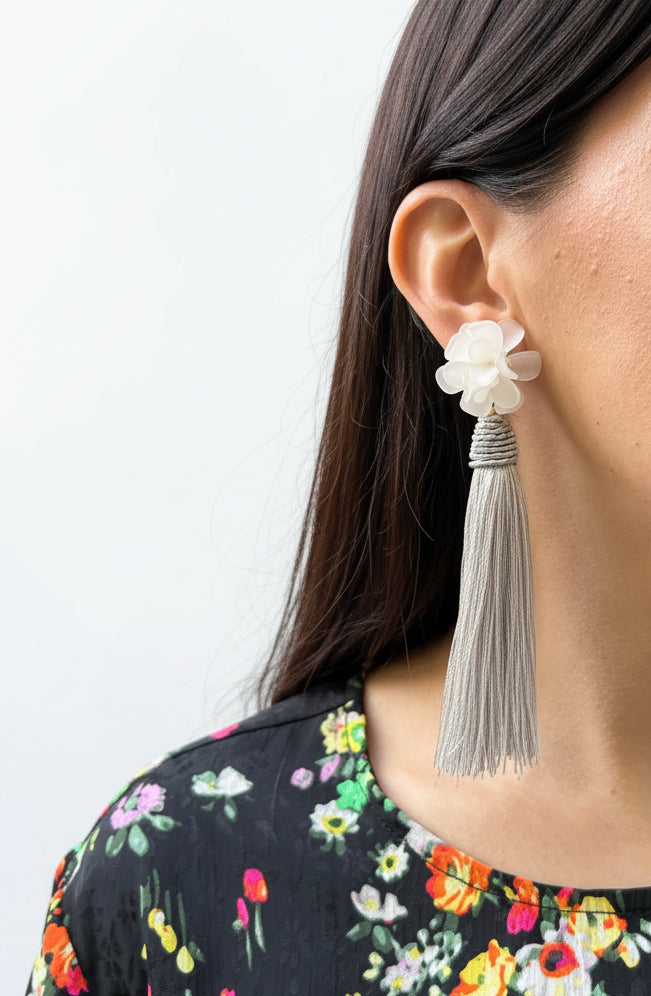 Aros flor opaca con fleco