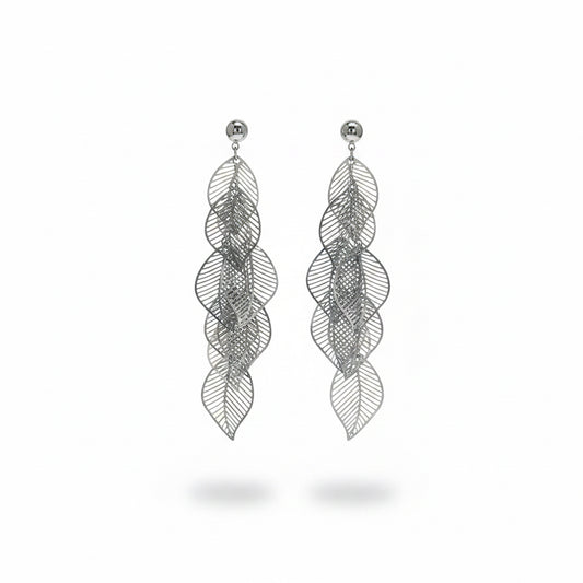 aros plateados de hojas 
