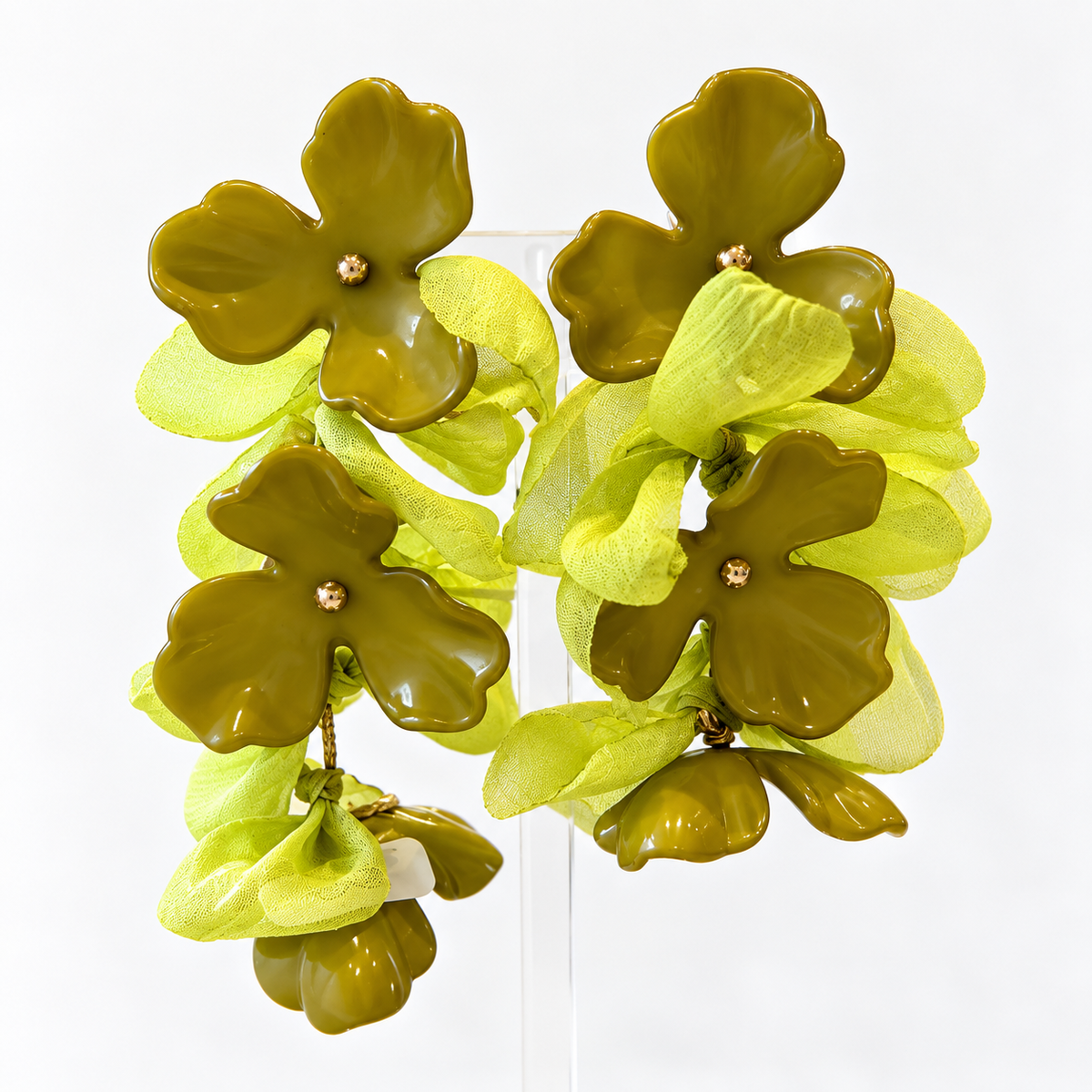 Aros flores resina y tela