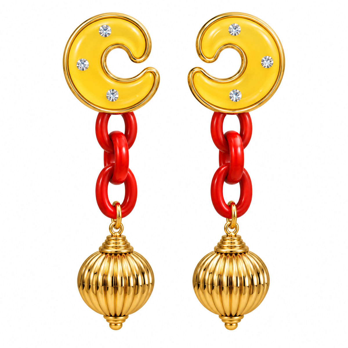 Aros dorado y rojo