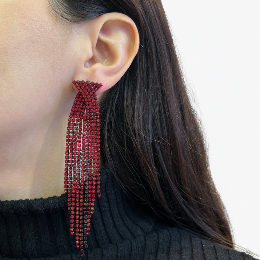 Aros rojos de strass