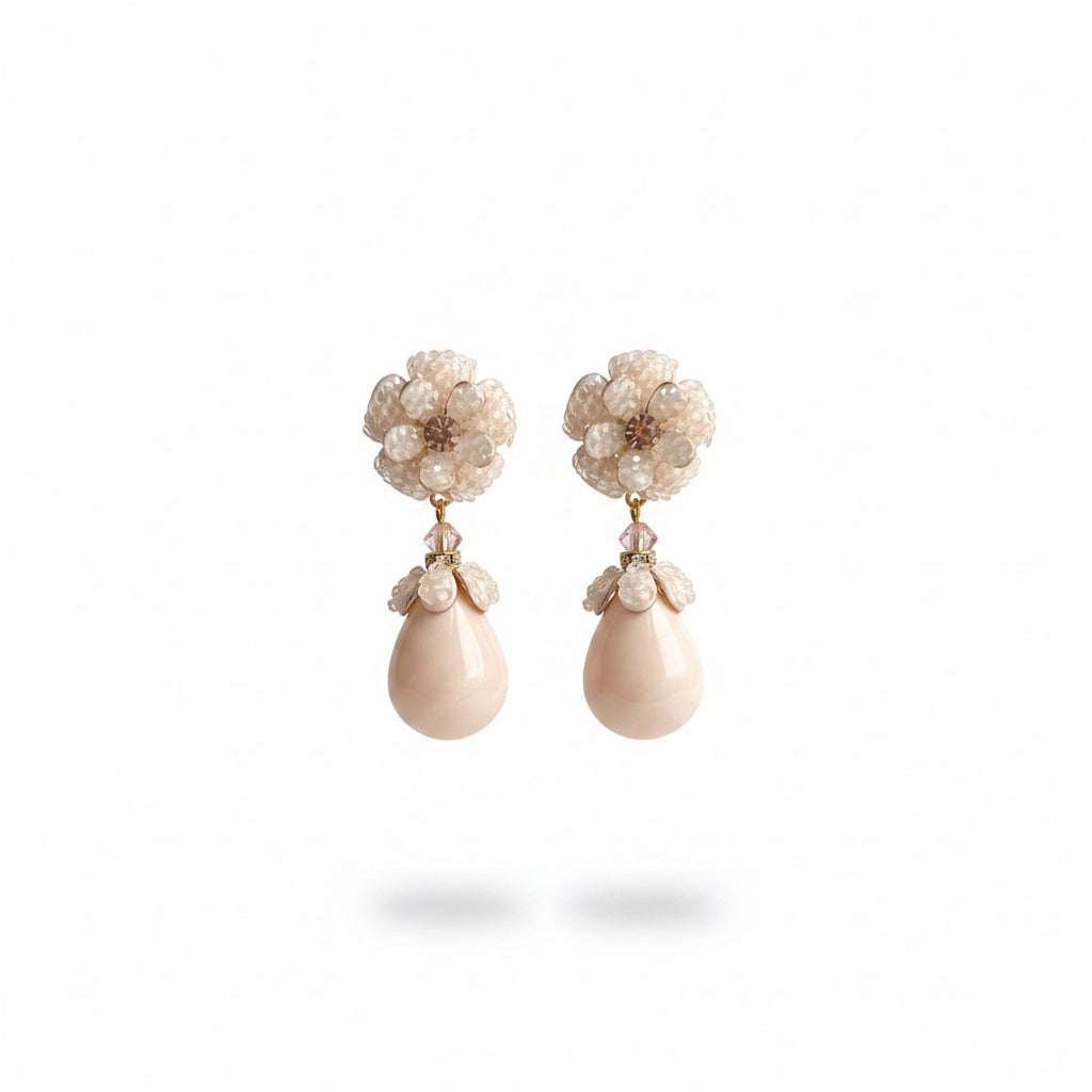 Aros flor con gota rosa