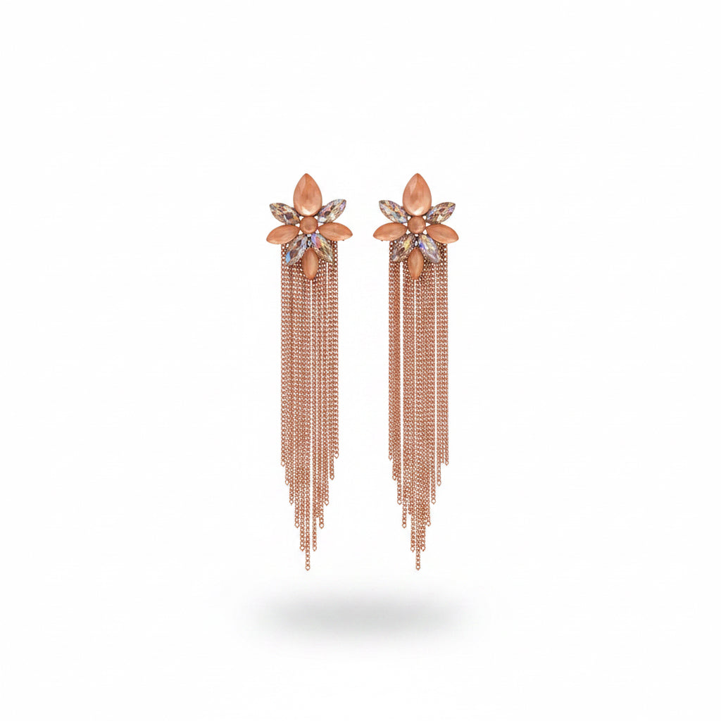 Aros cristal y cadena rosa