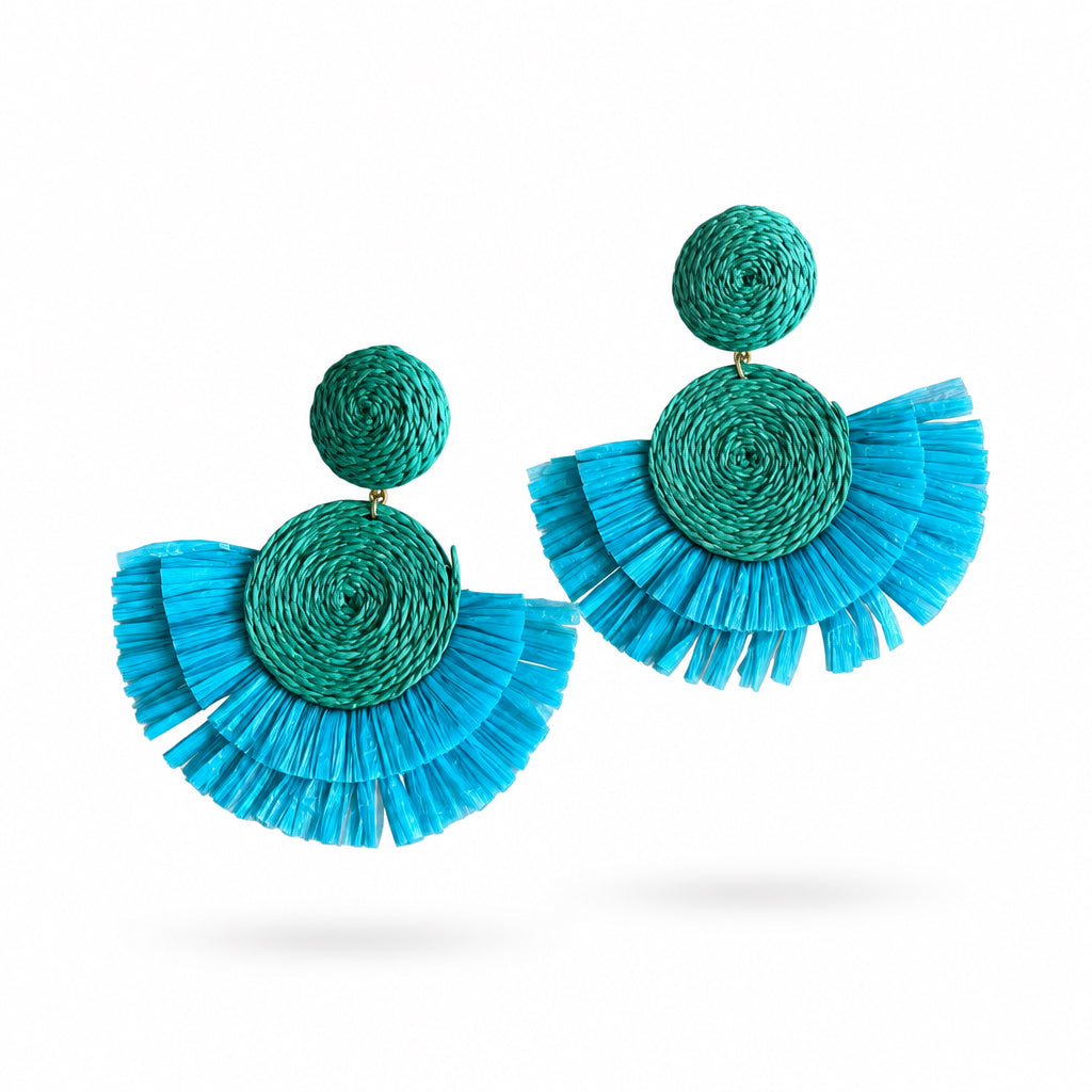 Aros turquesa rafia