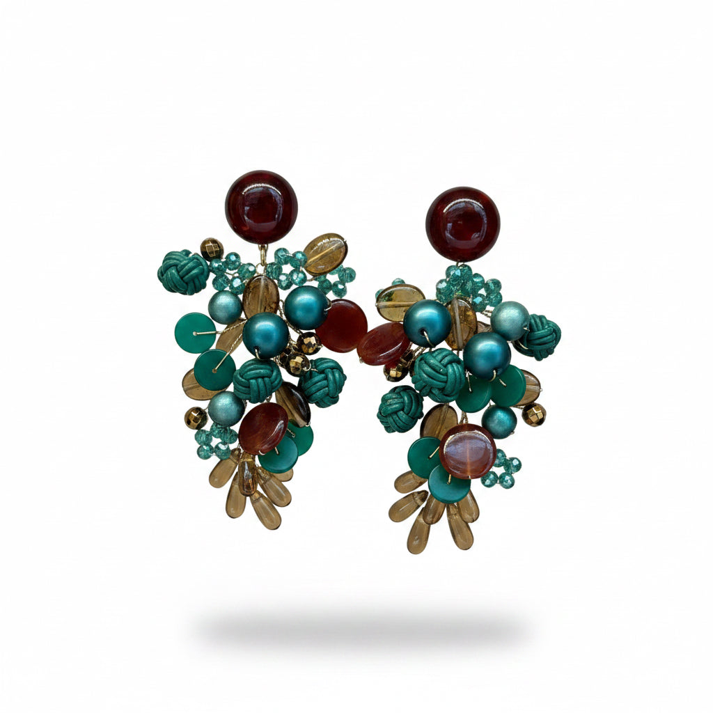 Aros "rama" marrón y verde