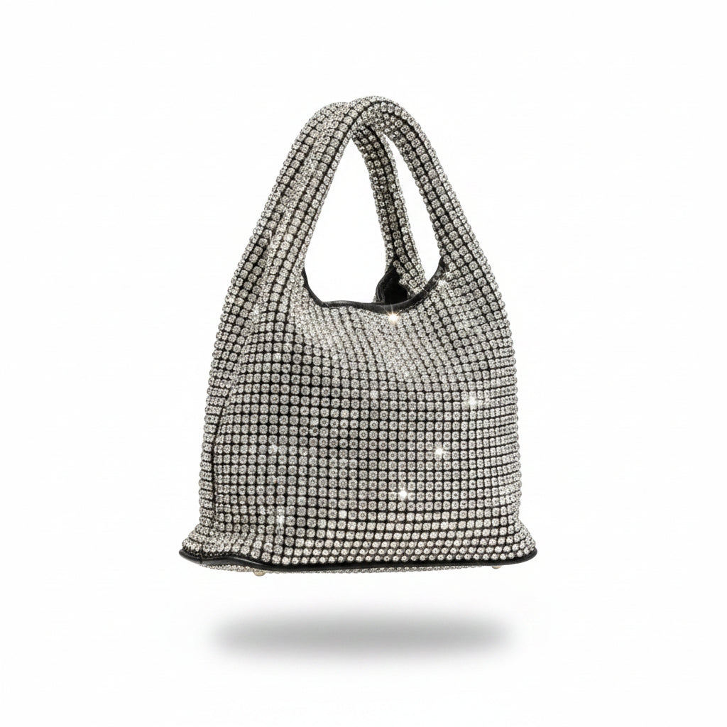 Bolso plateado de strass