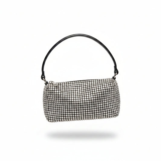 Bolso strass negro y plateado