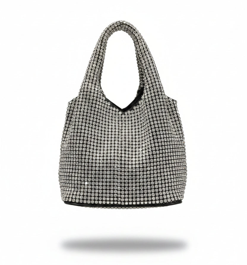 Bolso plateado de strass