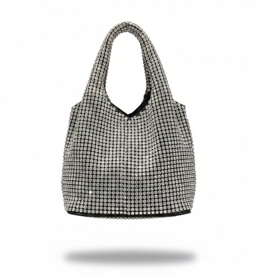Bolso plateado de strass