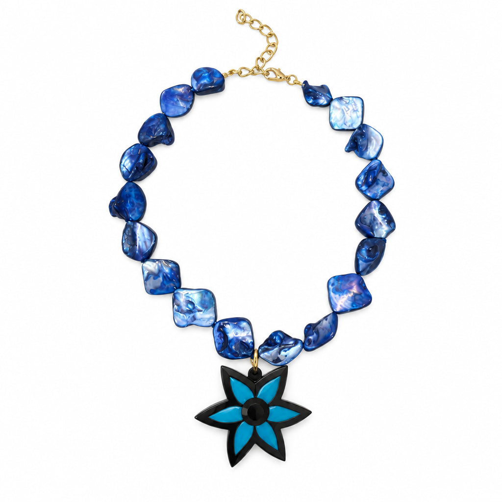 Collar azul  de nacar