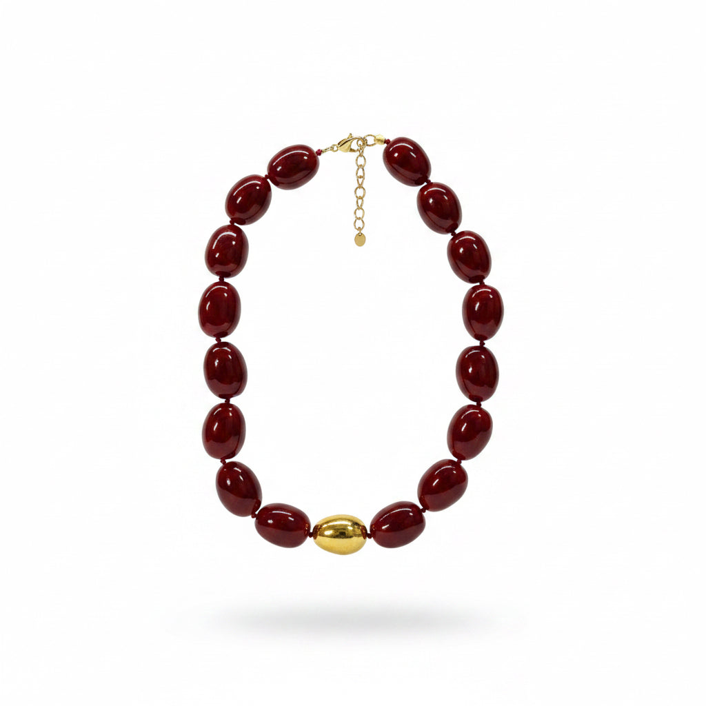 Collar resina bordo con dorado