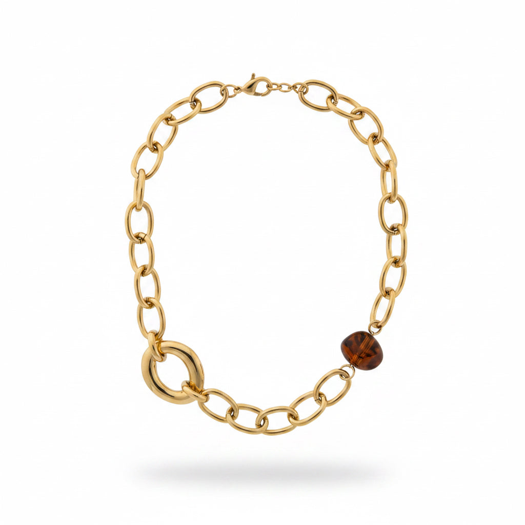 collar de acero dorado 
