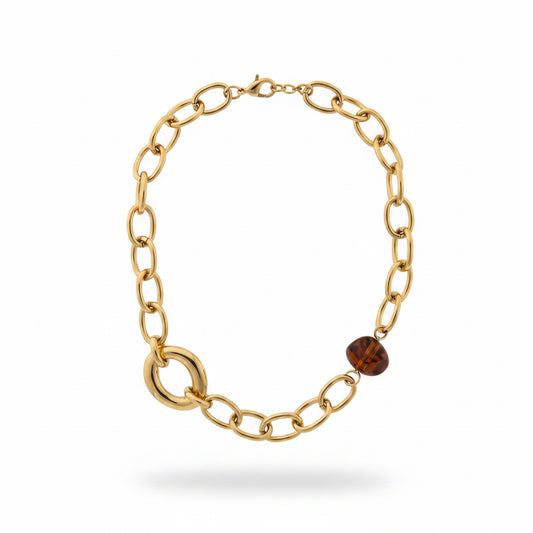 collar de acero dorado 