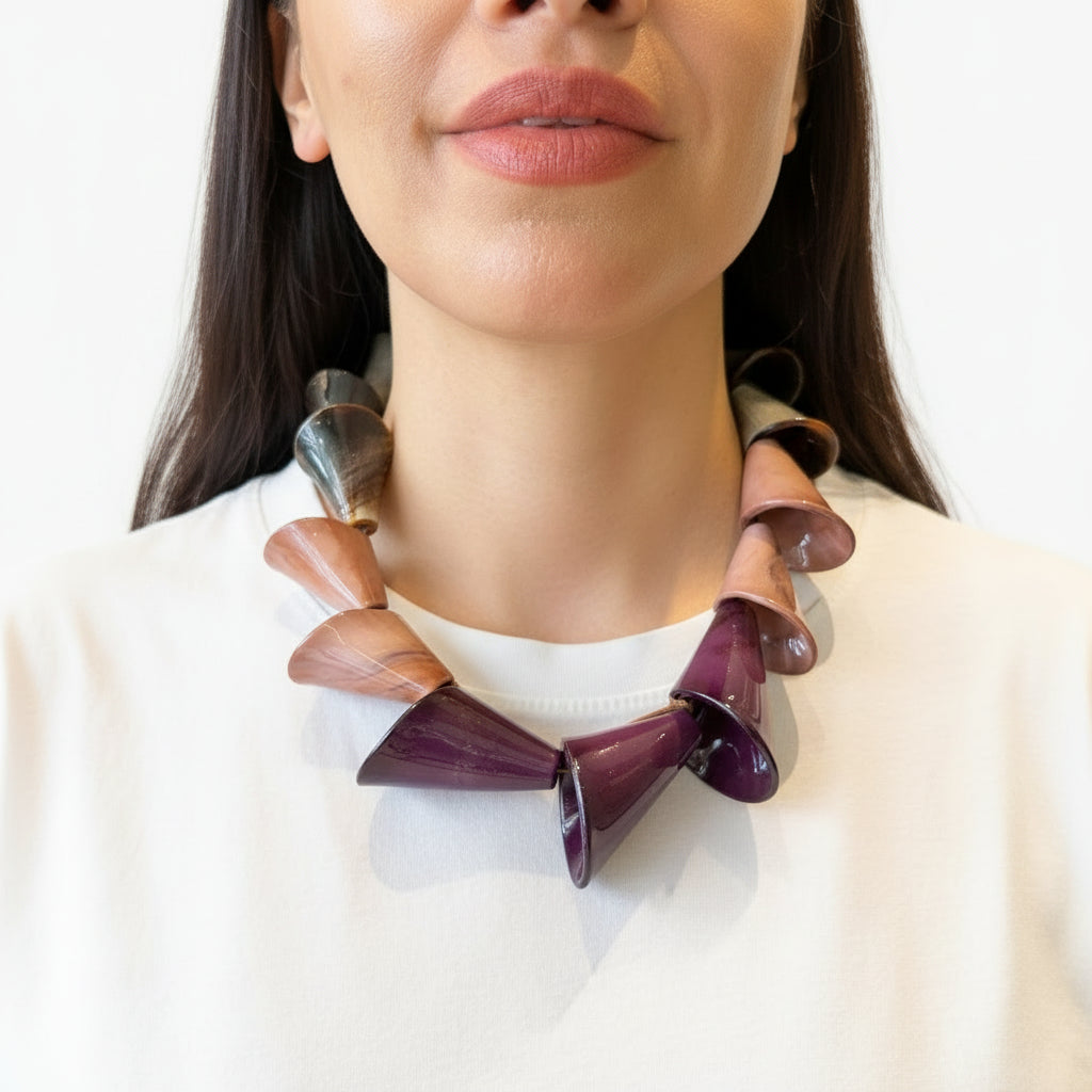 Collar degrade violeta marron y rosa