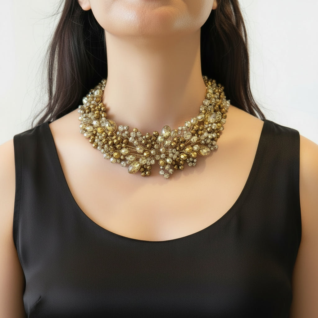 Collar "RAMA"  cristales dorados