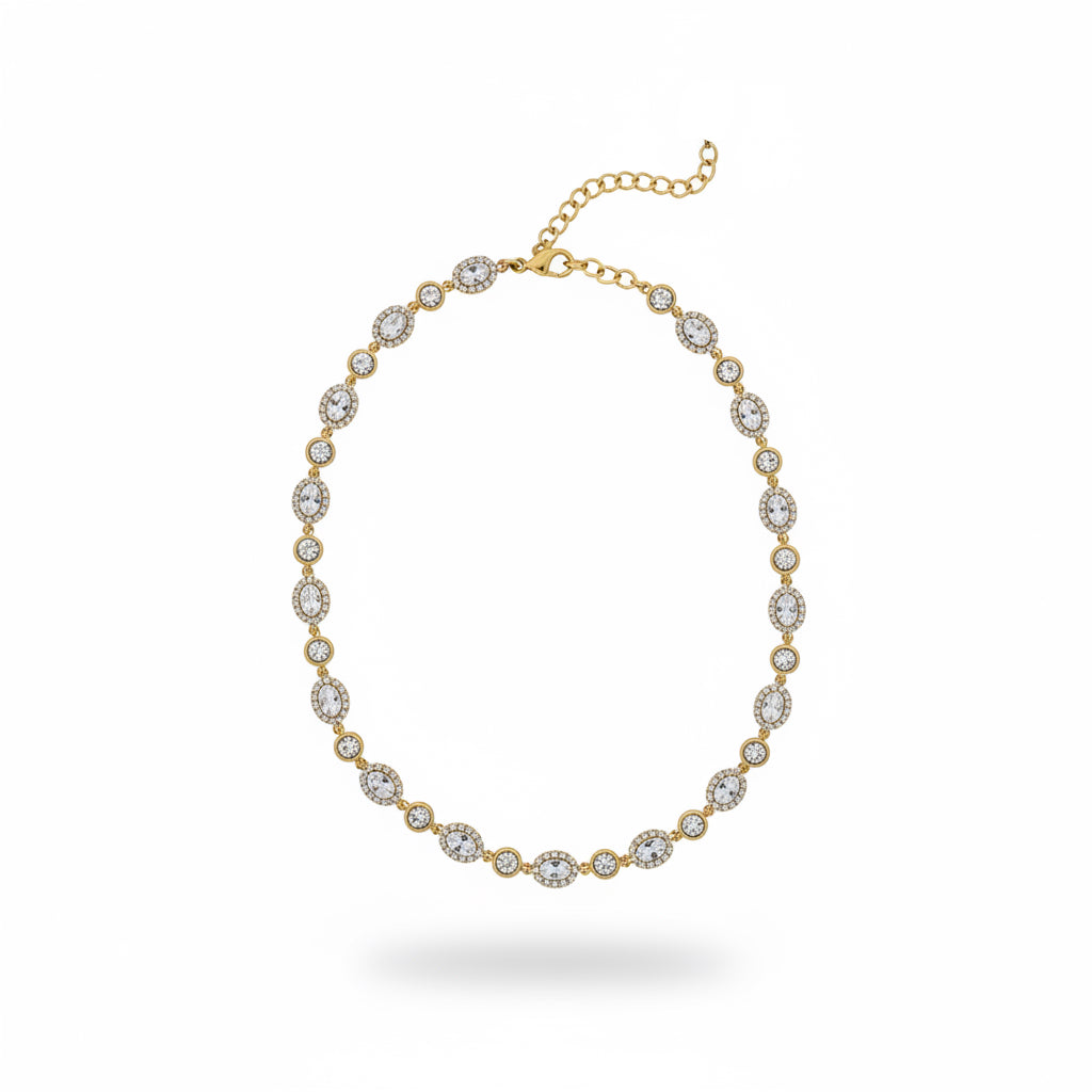 collar dorado de zirconia 