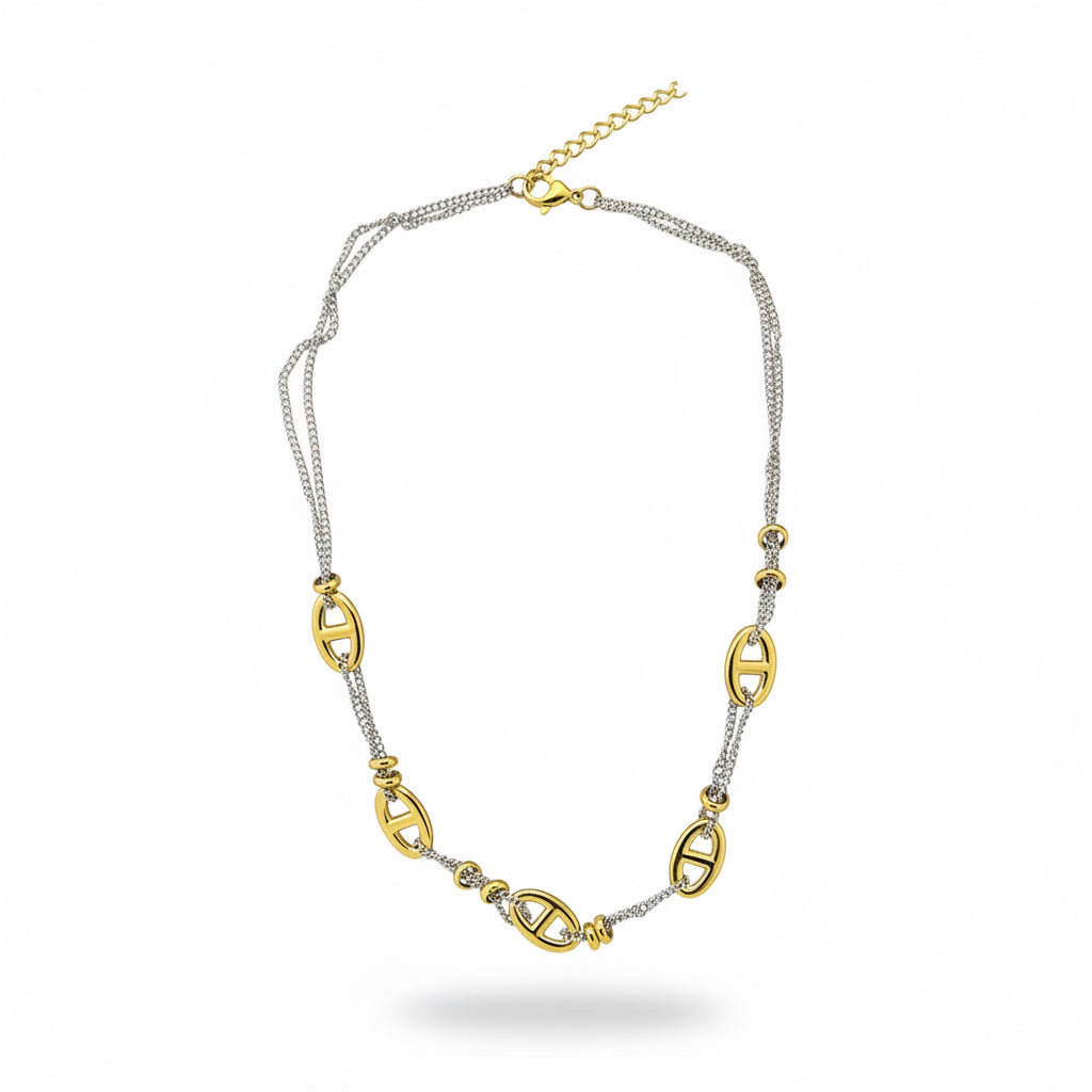 Collar doble cadena con trabas
