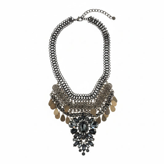 Collar corto dorado y peltre