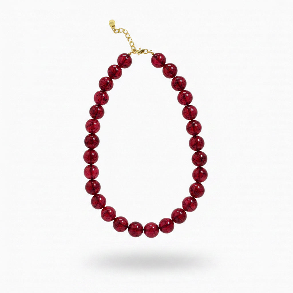 Collar esferas fucsia pequeñas
