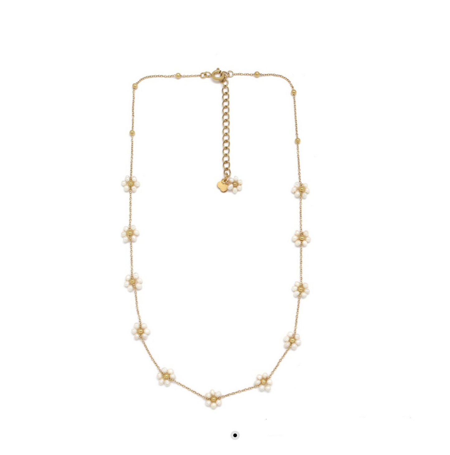 collar mini flores con perlas 