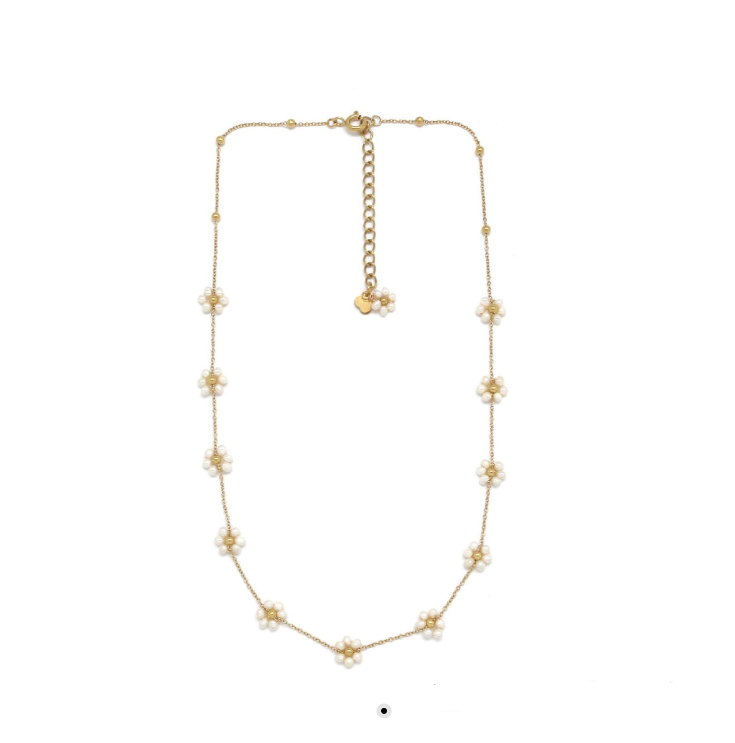 collar mini flores con perlas 