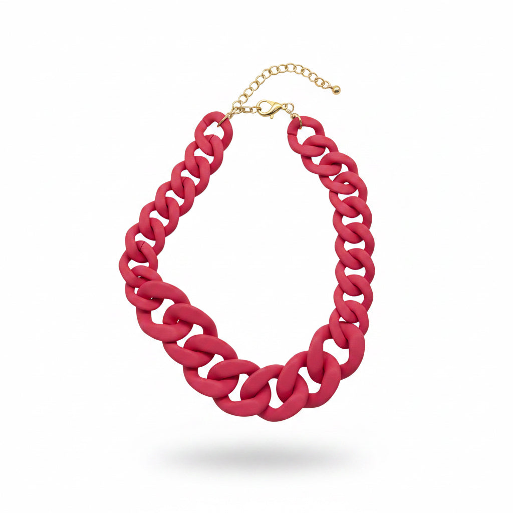 Collar cadena fucsia