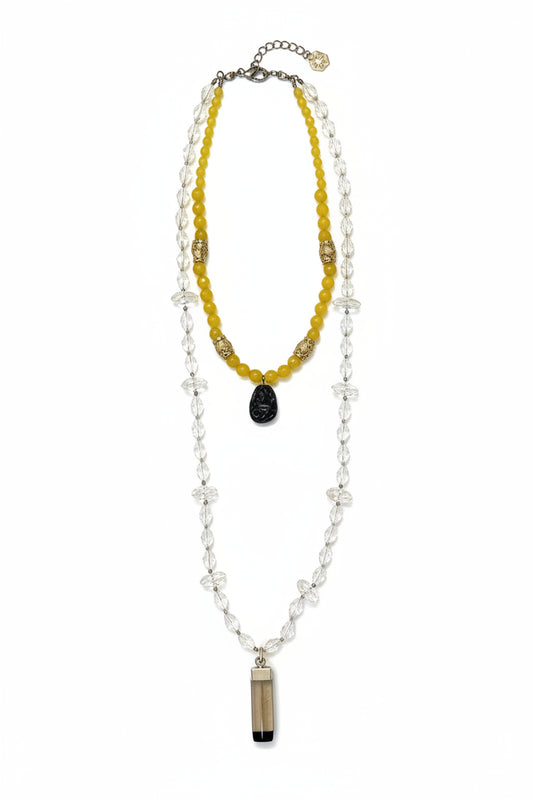 Collar amarillo y champagne