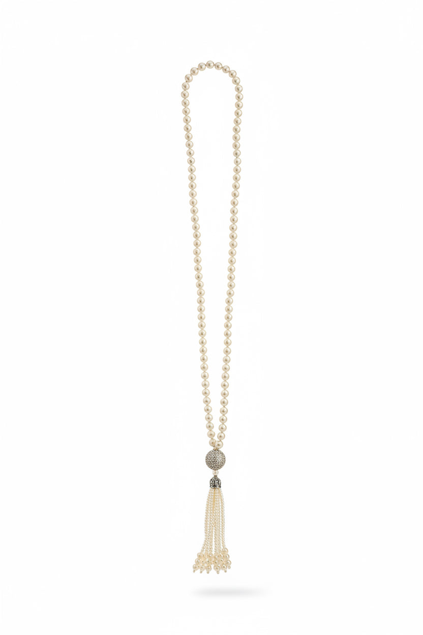 Collar largo perlas y zirconia