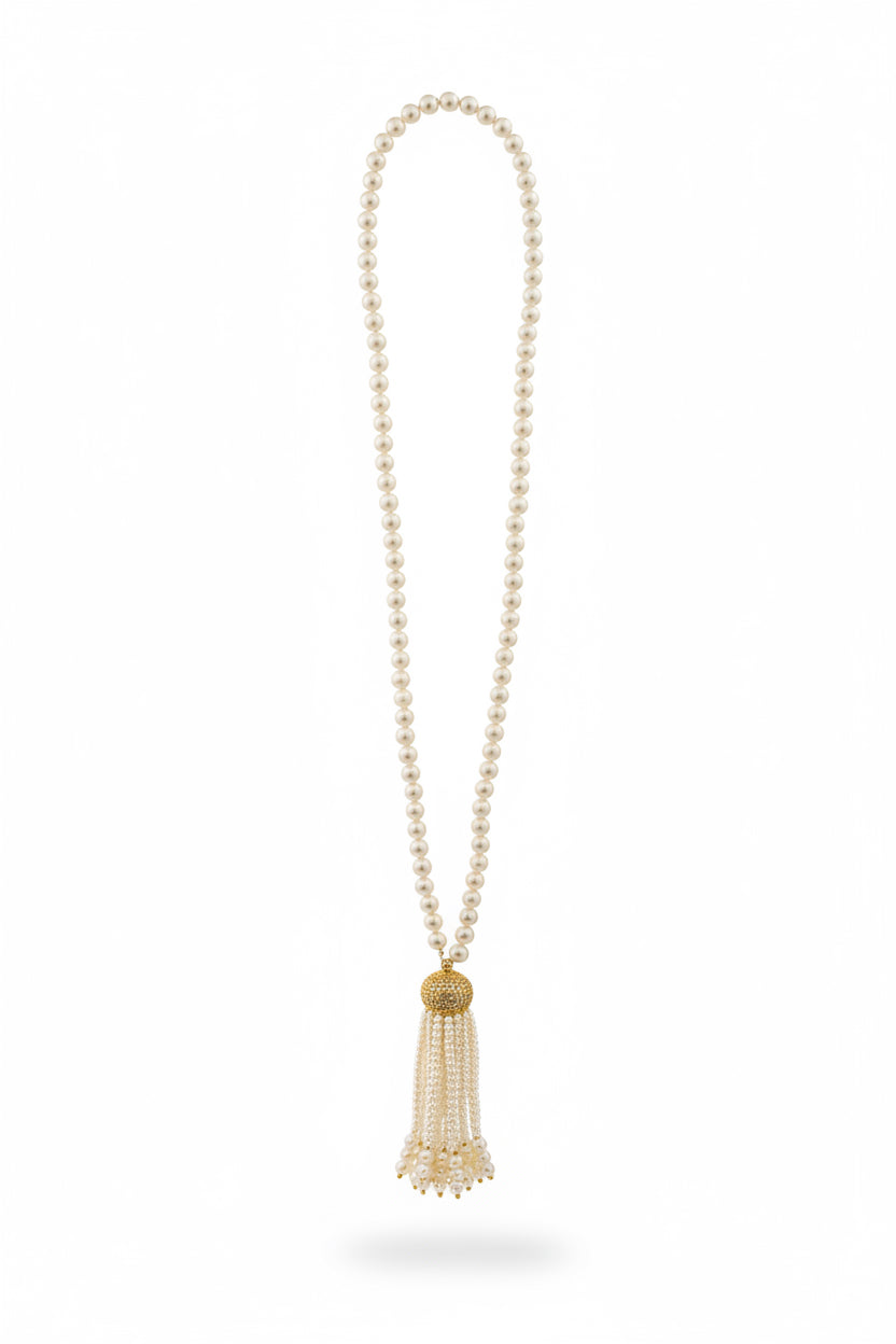Collar largo perlas y zirconia