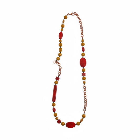 Collar largo de resina ladrillo