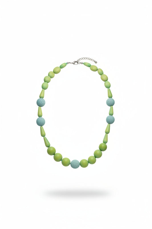 Collar madera y piel