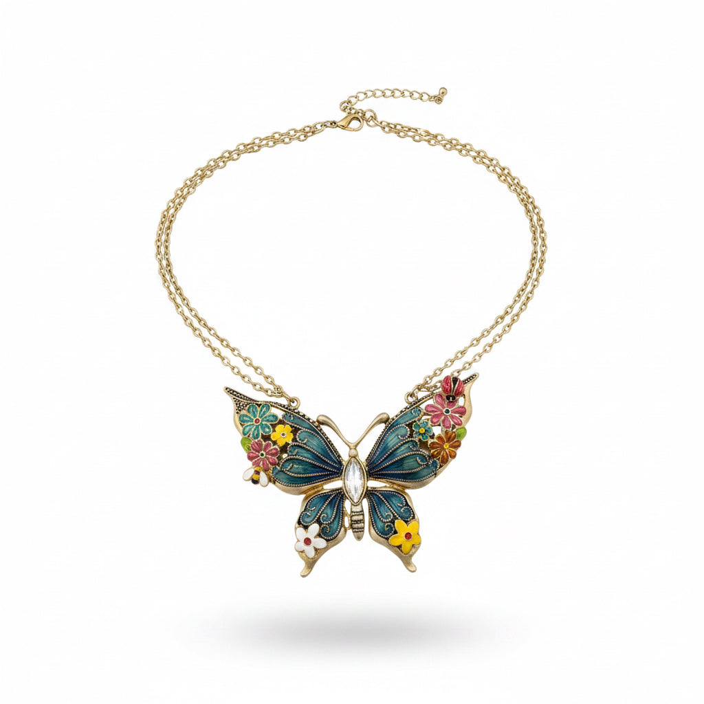 Colla mariposa multicolor