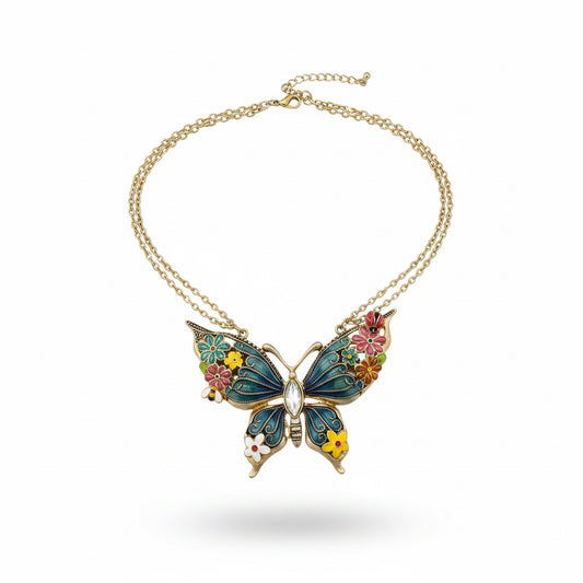 Colla mariposa multicolor