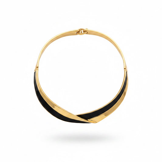 Collar dorado y negro rigido